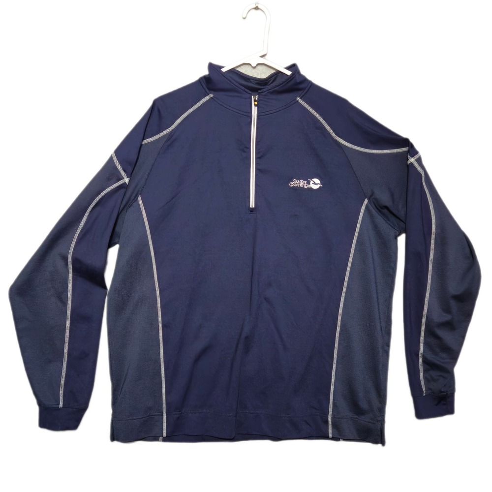 FootJoy 1/4 Zip Golf Pullover Mens XL Navy Blue Seacliff Country Club Stretch